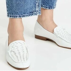 Veronica Beard Anica White Leather Woven Loafer Sz. 9
